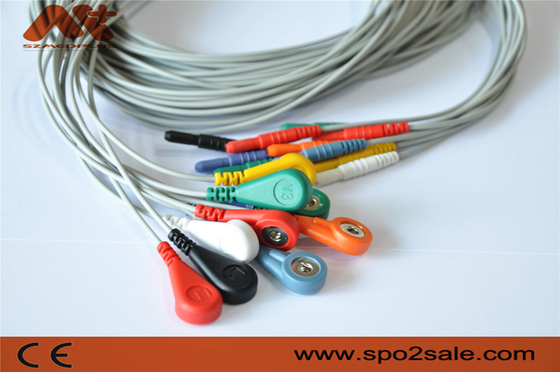 Y tế 10 dây dẫn Ecg cáp Din 1.5 Holter Dây dẫn điện tâm đồ cho máy ghi Holer