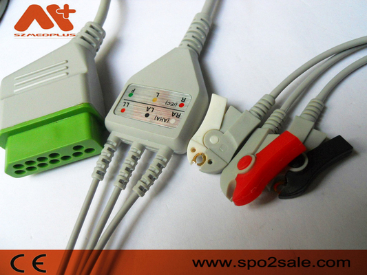 Cáp màn hình bệnh nhân 12 chân 3 Cáp kẹp chì Ecg Nihon Kohden