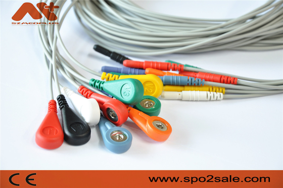 Y tế 10 dây dẫn Ecg cáp Din 1.5 Holter Dây dẫn điện tâm đồ cho máy ghi Holer
