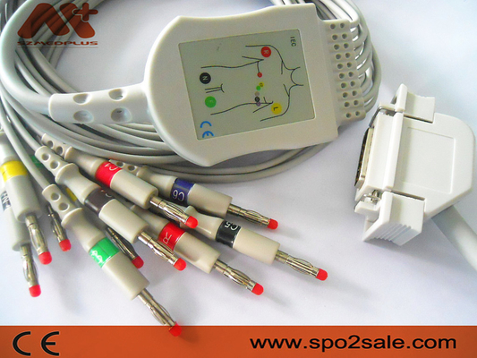 Cáp EKG kết nối trực tiếp tương thích Hellige cho Cardiosys, EK36, EK403, EK41, EK413, EK43, EK512, EK53