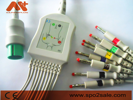 Cáp EKG kết nối trực tiếp tương thích Spacelabs cho Spacelabs 90367, 90369, 90496, 91496, Ultraview