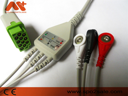 GE Healthcare> Cáp điện tâm đồ kết nối trực tiếp 3 đầu chụp tương thích Marquette - 2001292-001