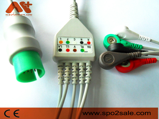 Cáp điện tâm đồ kết nối trực tiếp 5 đầu chụp tương thích Spacelabs - CB-72596R